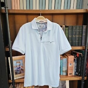 Ted Baker Blue Polo Shirt Casual Cotton Blend
